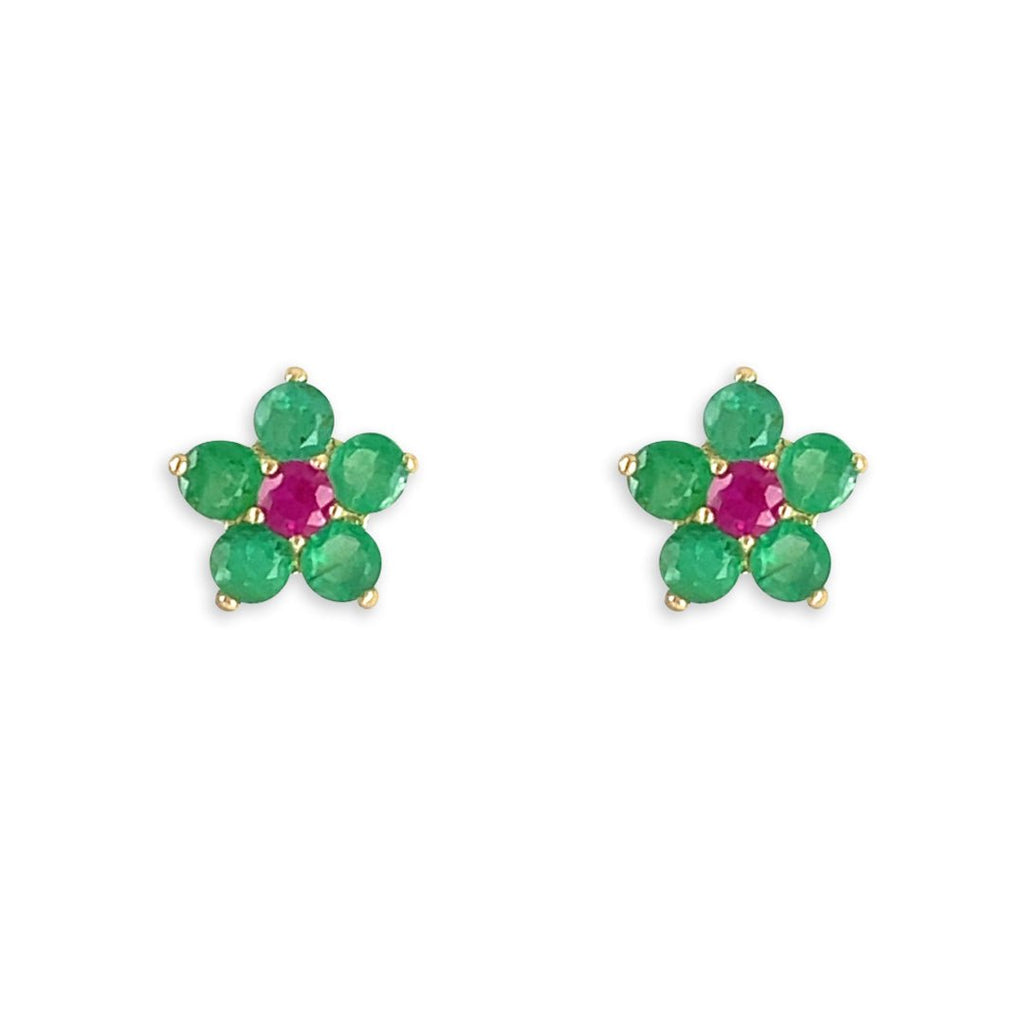 Emerald And Ruby Rose Earring - Baby FitaihiEmerald And Ruby Rose Earring