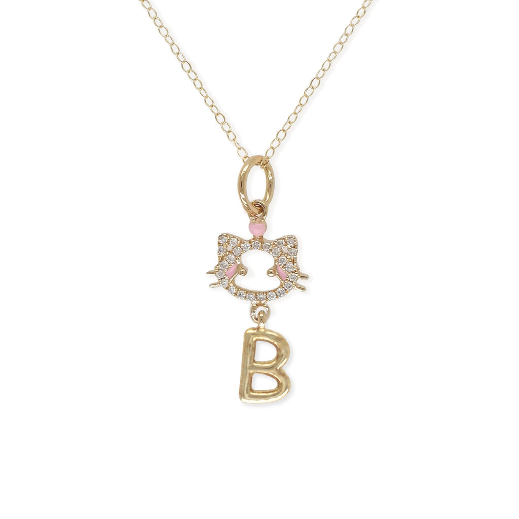 "Maya The Kitten" Necklace With The Letter "B" - Baby Fitaihi"Maya The Kitten" Necklace With The Letter "B"