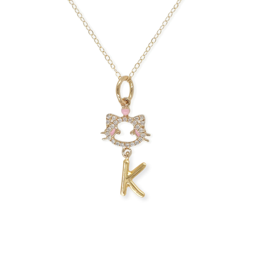 "Maya The Kitten" Necklace With The Letter "K" - Baby Fitaihi"Maya The Kitten" Necklace With The Letter "K"