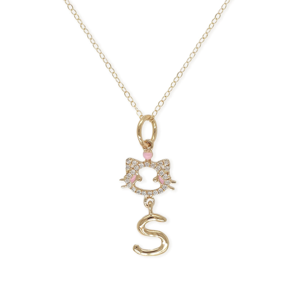 "Maya The Kitten" Necklace With The Letter "S" - Baby Fitaihi"Maya The Kitten" Necklace With The Letter "S"