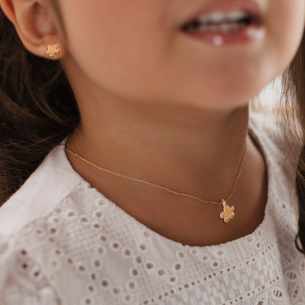 Necklace & Earrings Gold Flower Set - Baby FitaihiNecklace & Earrings Gold Flower Set