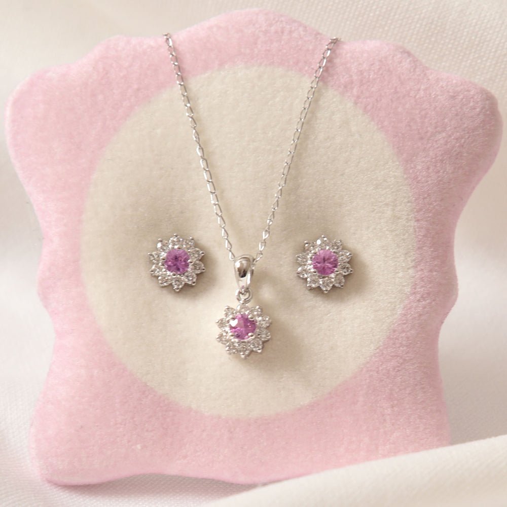 Necklace & Earrings Pink Sapphire Set - Baby FitaihiNecklace & Earrings Pink Sapphire Set
