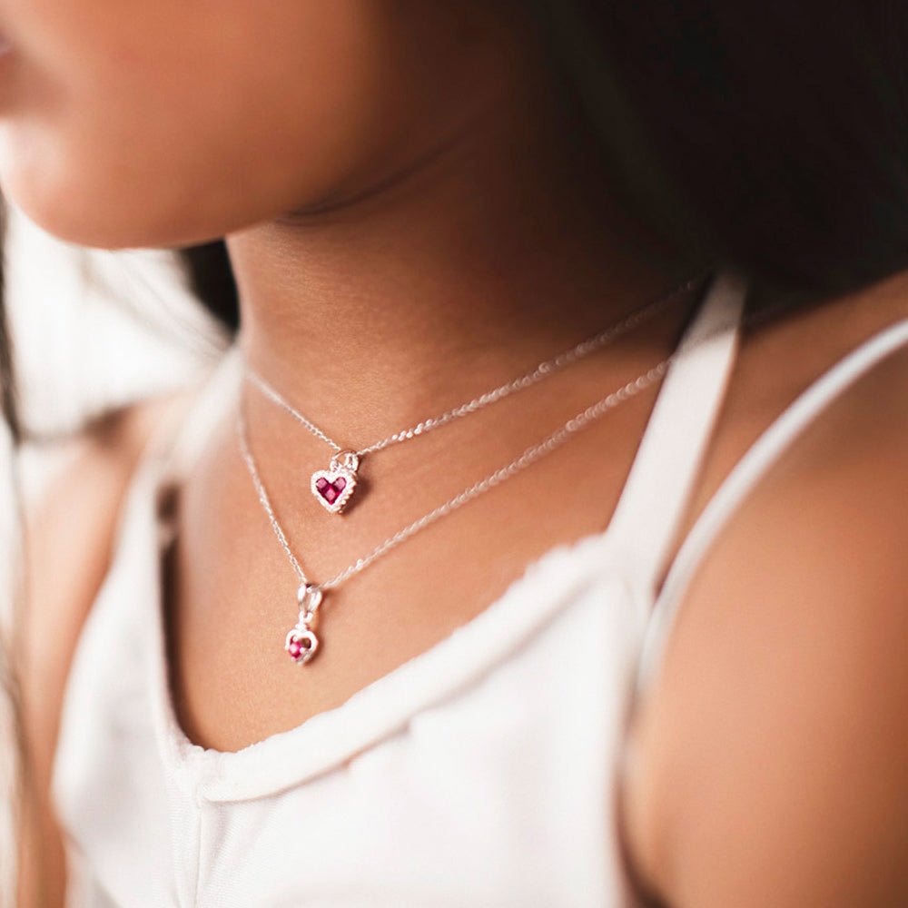 Necklace & Earrings Ruby Heart Set - Baby FitaihiNecklace & Earrings Ruby Heart Set