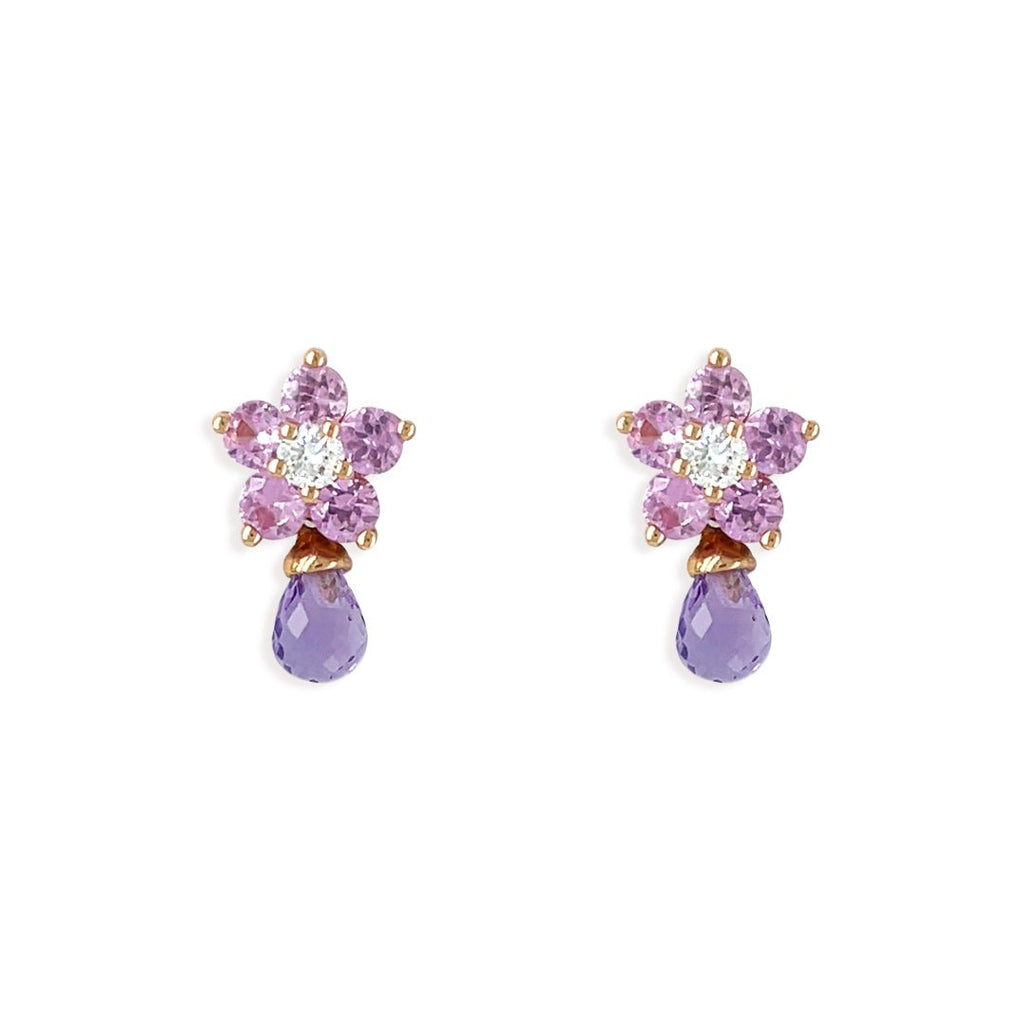 Roses Diamond & Tourmaline Earrings - Baby FitaihiRoses Diamond & Tourmaline Earrings