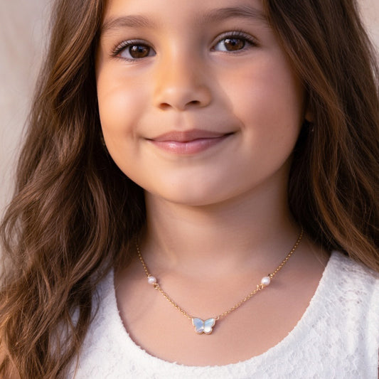 Butterfly Shape Gold & Pearl Necklace