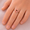 Coral Pink Floral Gold & Diamond Ring