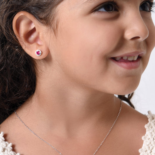 Round Shape Gold an Diamond Earrings