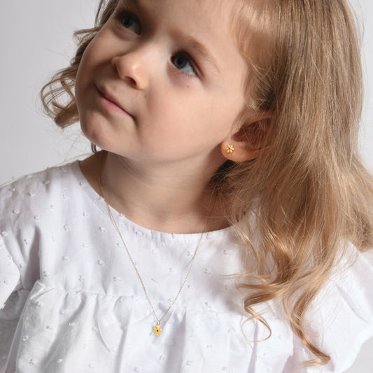 Yellow Enamel Flower Necklace