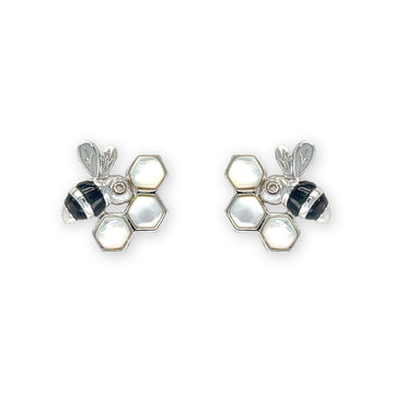 Honeybee Shape Gold & Diamond Earrings