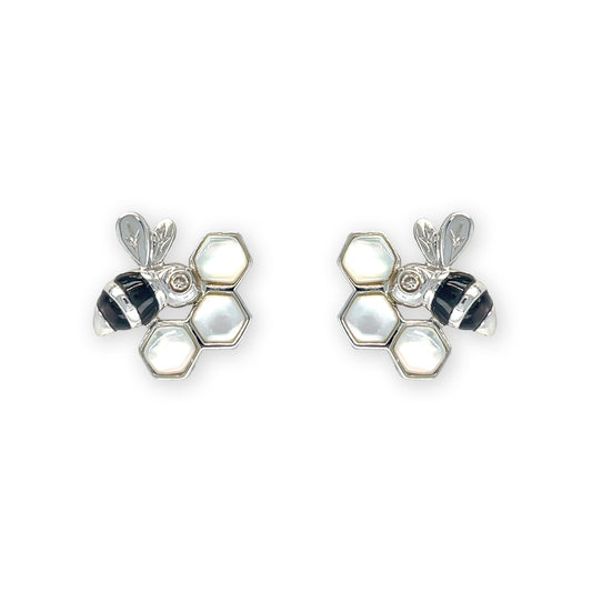 Honeybee Shape Gold & Diamond Earrings
