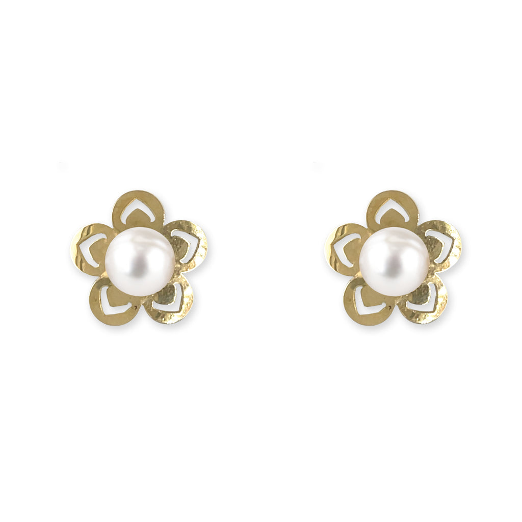 Flower shape Gold an Pearl Earring