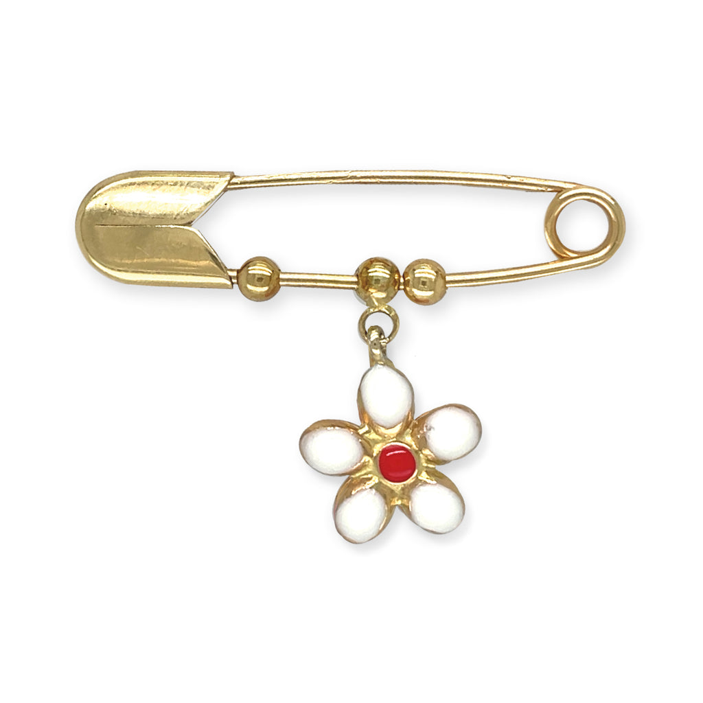 White & Red Flower shape Baby Pin