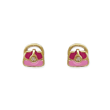 Bag Shape Gold & Diamond Earrings