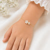 White Duo Floral Gold & Diamond Bracelet