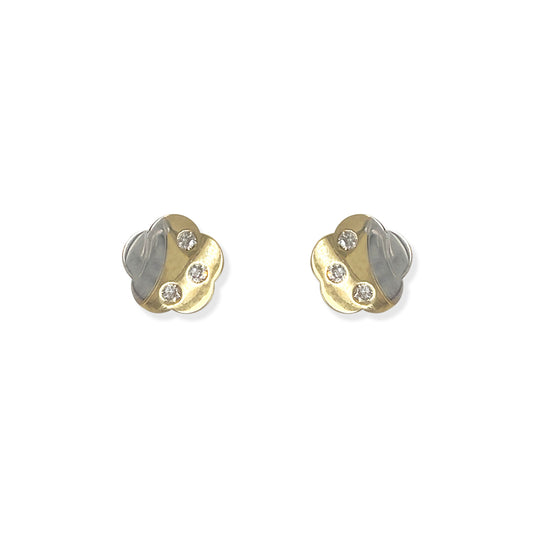 Flower Shape Gold & Diamond Earrings - Baby Fitaihi