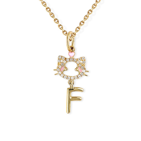 "Maya The Kitten" Necklace With The Letter "F" - Baby Fitaihi