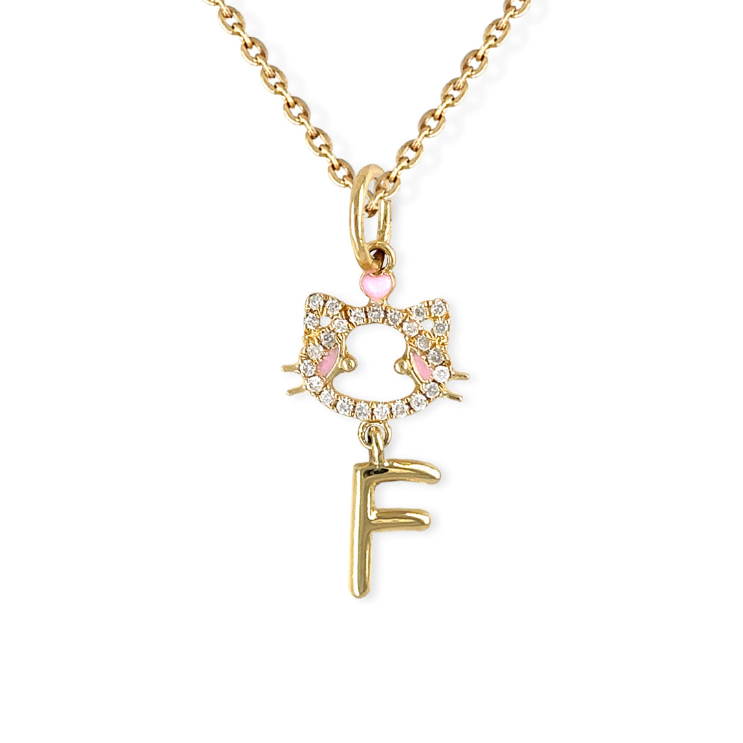 "Maya The Kitten" Necklace With The Letter "F" - Baby Fitaihi