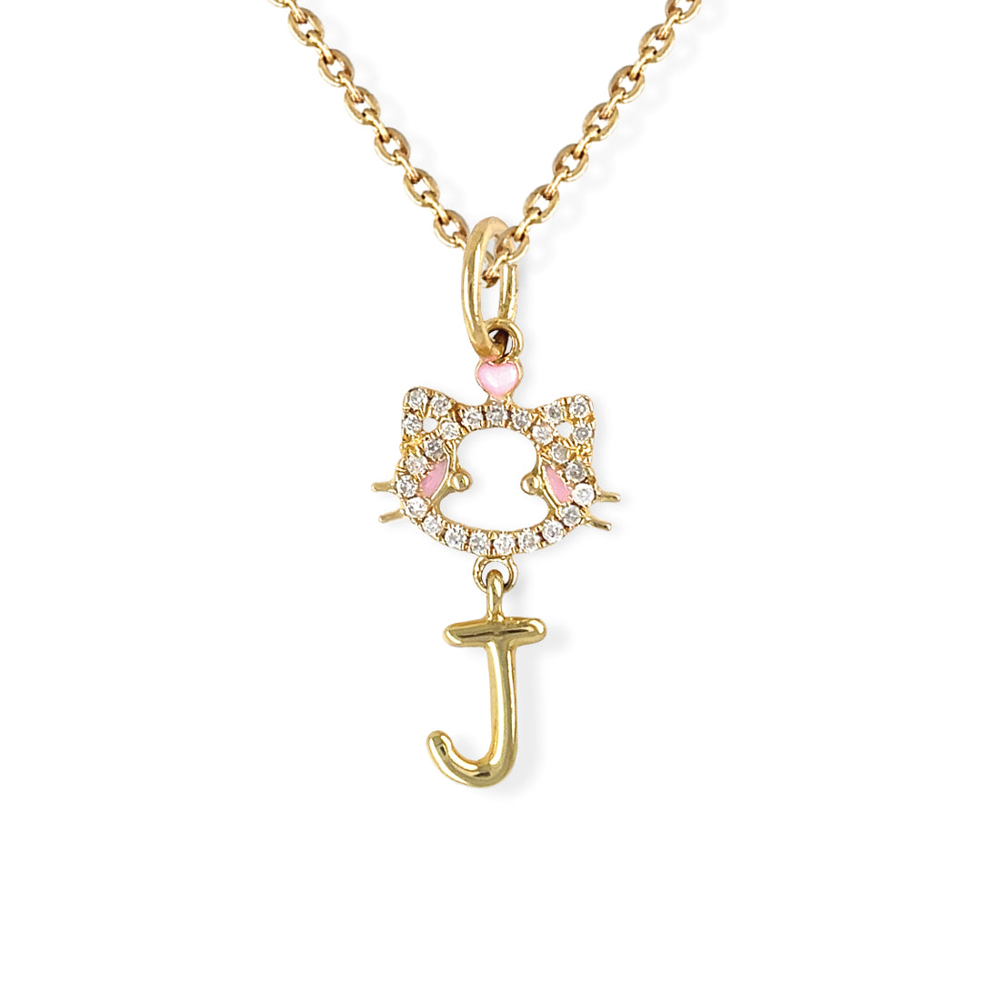 "Maya The Kitten" Necklace With The Letter "J" - Baby Fitaihi