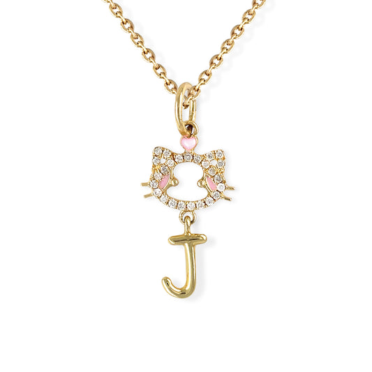 "Maya The Kitten" Necklace With The Letter "J" - Baby Fitaihi