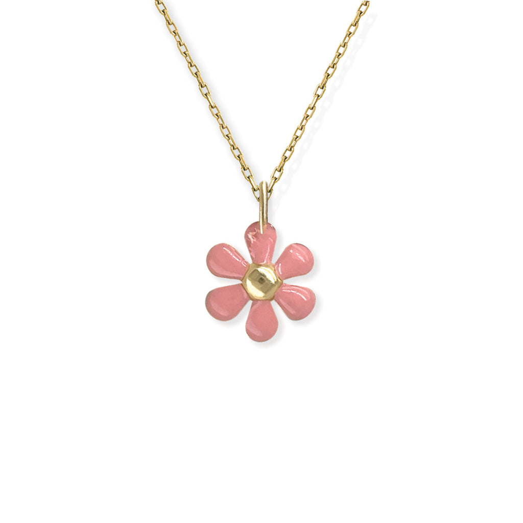 Pink Flower shape Gold Necklace