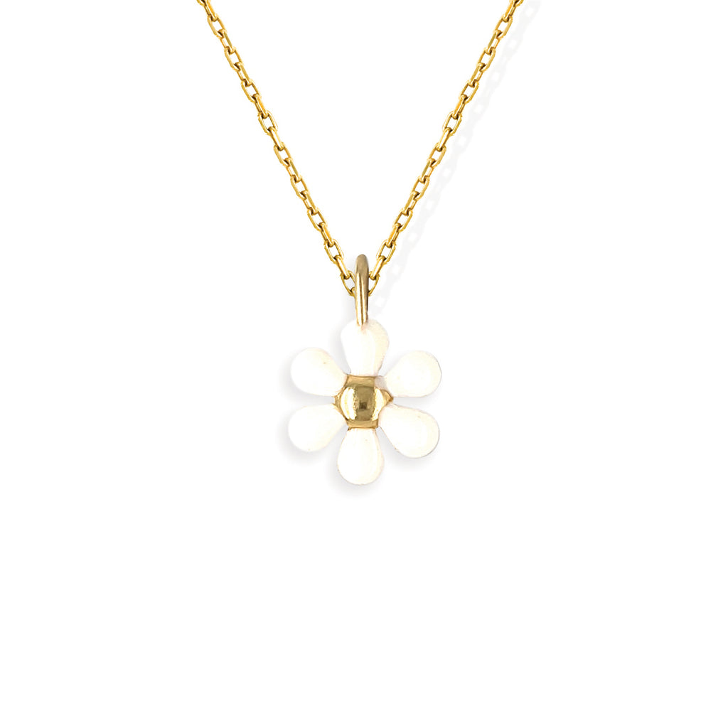 White Flower Gold and Diamond Necklace