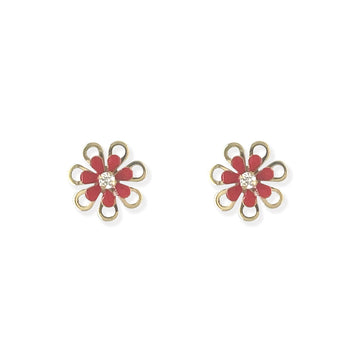 Red Flower Enamel Earrings