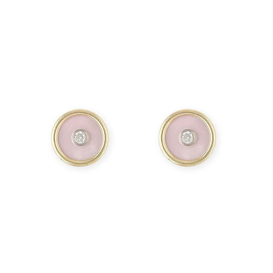 Round Shape Gold & Diamond Earrings