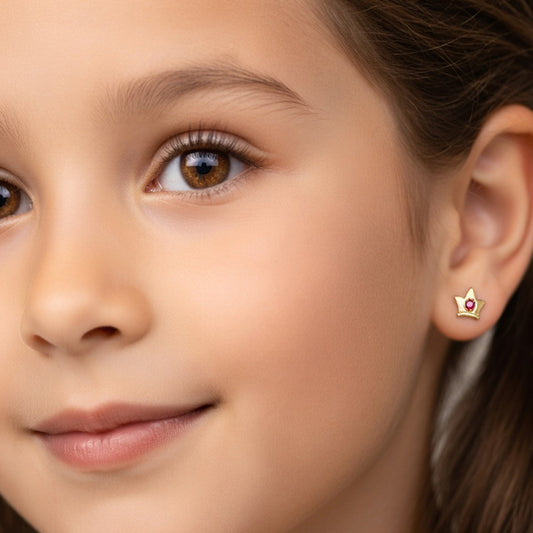 أقراط دبوسية من الذهب والياقوت من My Princess