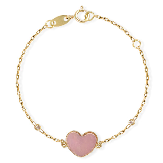Pink Heart Shape Gold & Diamond Bracelet - Baby Fitaihi