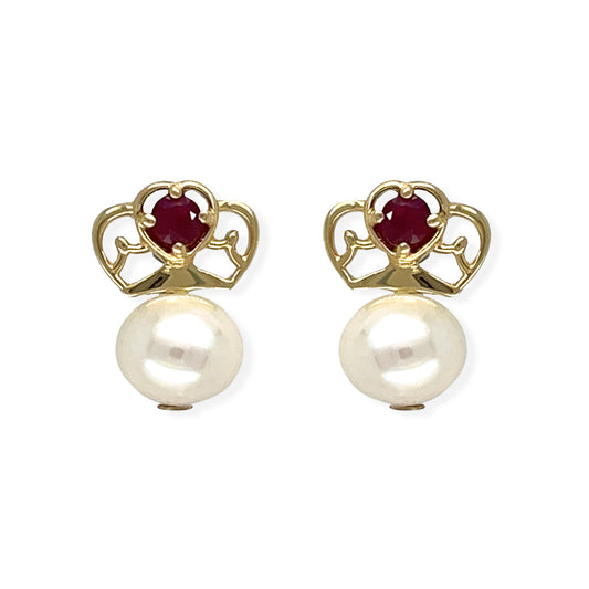 My Princess Ruby Pearl Earrings
