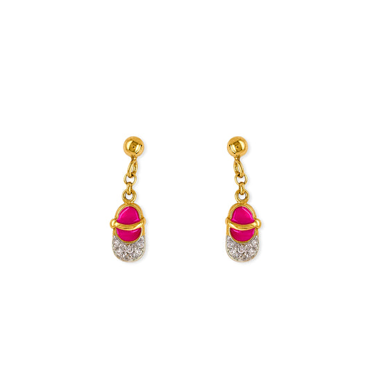 Shoe Shape Gold & Diamond Earrings