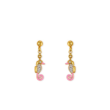 Seahorse Gold & Diamond Earrings
