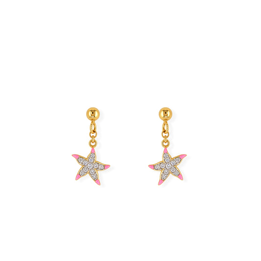 Star Fish Shape Gold & Diamond Earrings