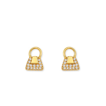 Bag Shape Gold & Diamond Earrings