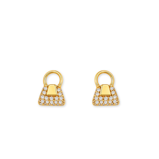 Bag Shape Gold & Diamond Earrings