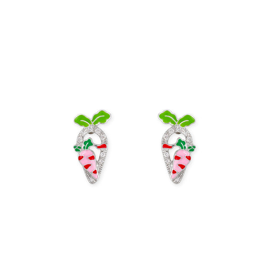Carrot shape Gold & Diamond Earrings
