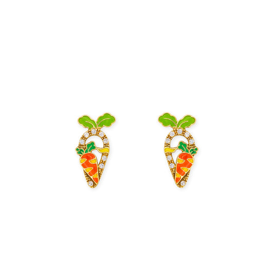 Carrot shape Gold & Diamond Earrings