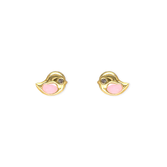 Bird Shape Gold & Diamond Earrings