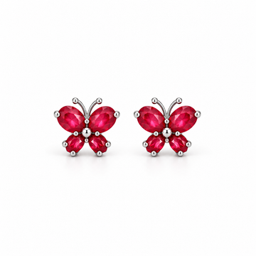 Red Butterfly Gold Earrings