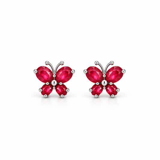 Red Butterfly Gold Earrings