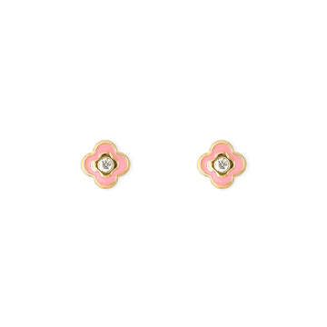Flower Shape Gold & Diamond Earrings