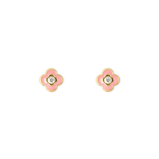 Flower Shape Gold & Diamond Earrings