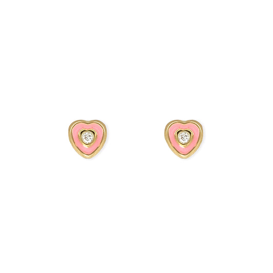 Heart Shape Gold & Diamond Earrings