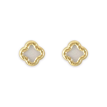 White Flower Gold Earrings