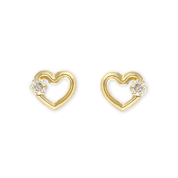 Heart Shape Gold & Diamond Earrings