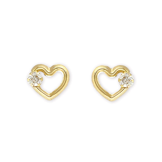 Heart Shape Gold & Diamond Earrings