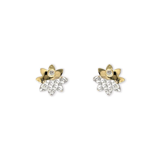 Flower Shape Gold & Diamond Earrings