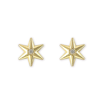Star Shape Gold & Diamond Earrings
