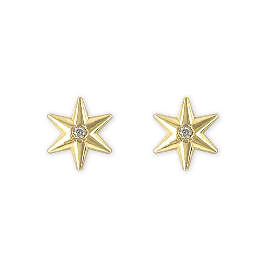 Star Shape Gold & Diamond Earrings