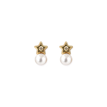 Star Shape Gold & Diamond Earrings